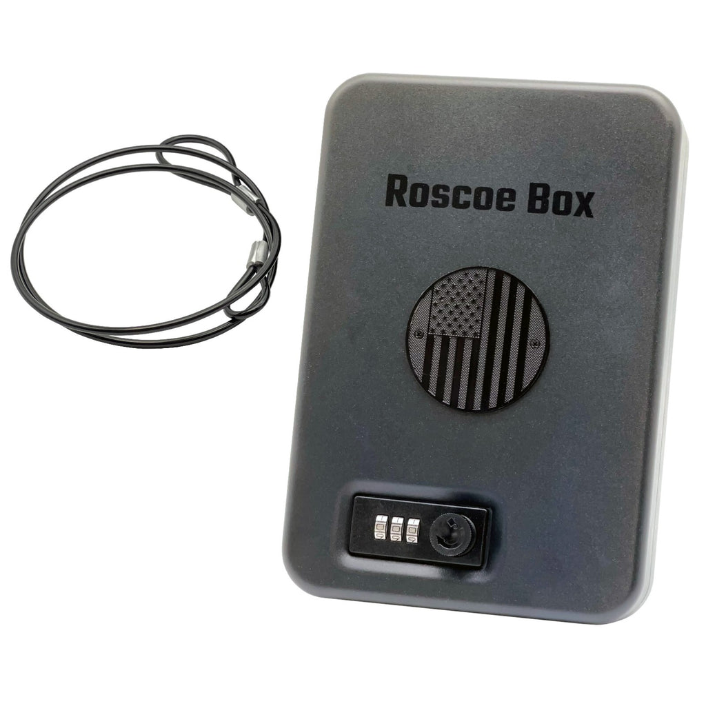 Small Handgun Safe With Security Cable For Car.  Flag.  Combo Lock. TSA Approved