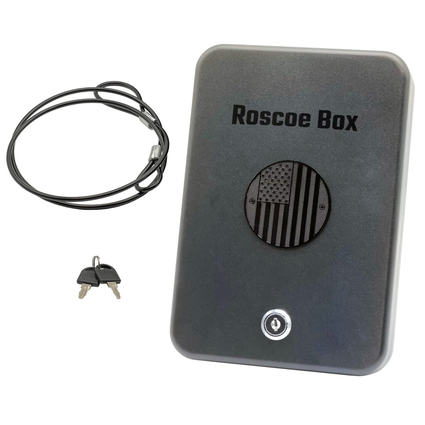 Roscoe Box  Small Gun Safe  Key Lock Distressed Flag TSA Compliant Safety Device
