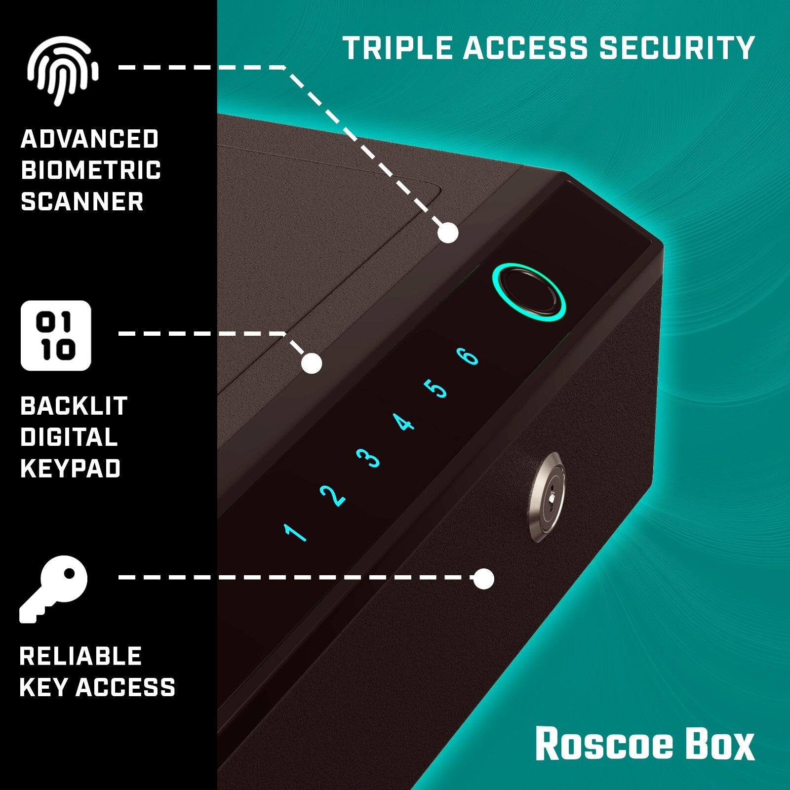 Biometric Gun Safe - Manual Keys, Pin Keypad, Fingerprint, Spartan Medallion