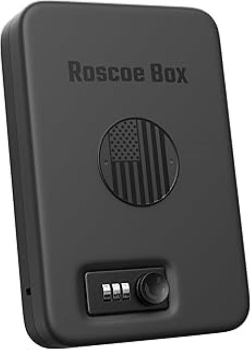 Small Handgun Safe With Security Cable For Car.  Flag.  Combo Lock. TSA Approved