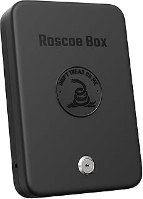 Roscoe Box | Small Pistol Safe | Don't Tread on Me | Key Lock | TSA Compliant